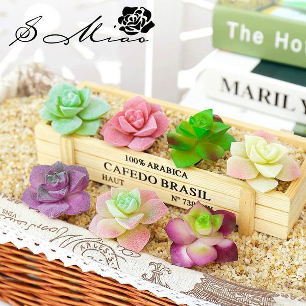 

decorative flowers & wreaths 1pc flocking green white red mini artificial succulents home garden decoration plastic plants deskbonsai fl