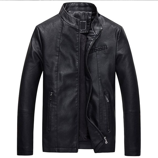 

luyzjzen pu 2021 jacket of the winter men new arrival solid male zip leather jackets 633 vlpd, Black