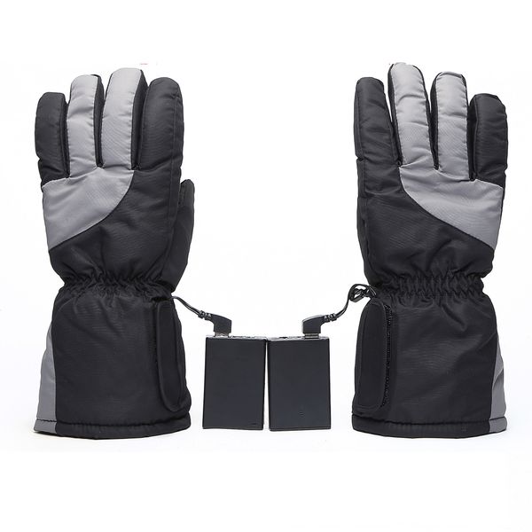 

usb electric and battery five-finger ski no. 5 battery heating gloves thickened heating gloves, Blue;gray