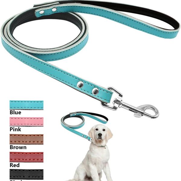 

5 colors leather dog leash long rope pet puppy cat walking training leashes for small medium large dogs chihuahua 12 sqcdla
