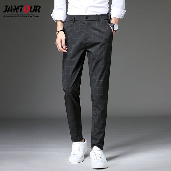 

brand 2020 summer new fashion mens casual pants brand business pants male clothing thin formal trousers men c1018, Black