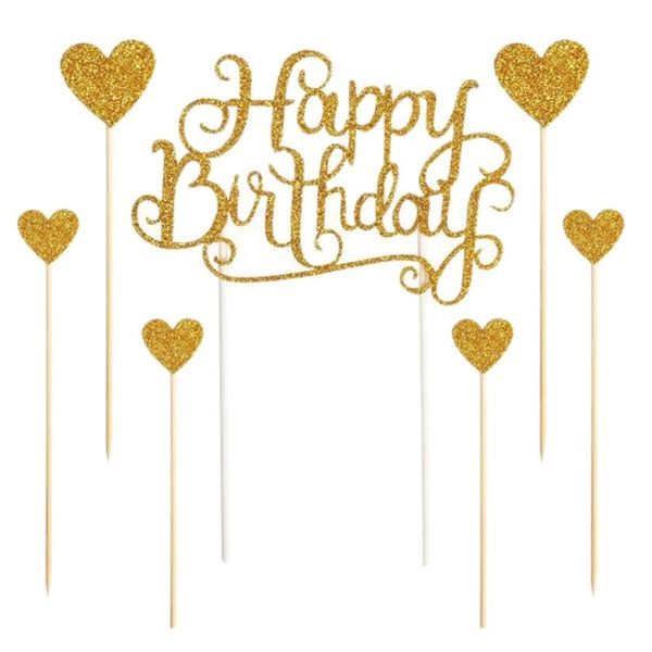 

10 sets happy birthday cake sign set love cake sign decoration