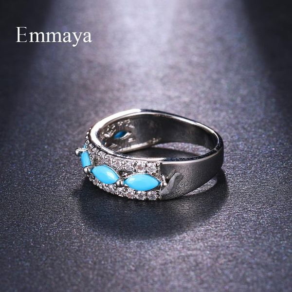 

emmaya классический круглый конной с клиновые формы светло-голубой кубический циркон кольцо для женщин чистый и свежий украшение в партии sq, Silver