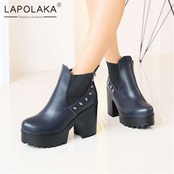 

boots 2021 design platform chunky high heels black shoes woman booties elastic band comfy trendy fashion female1