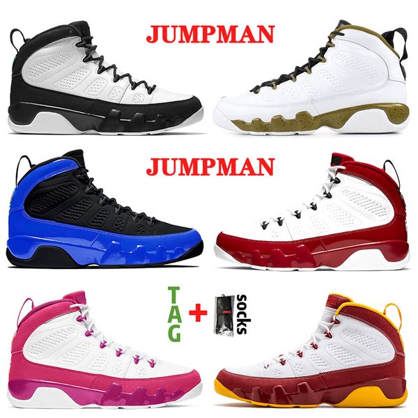 

jumpman 9 9s 2021 fashion men women basketball shoes iridescent racer blue gym red black orange retro statue trainers sport sneakers, White;red