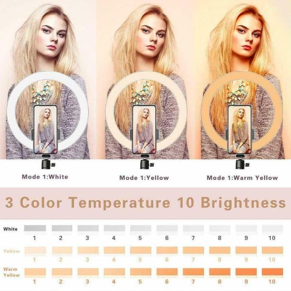 

pgraphy led selfie ring light 26cm/16cm dimmable lamp studio live bluetooth camera ring phone for makeup 10inch video d4l7