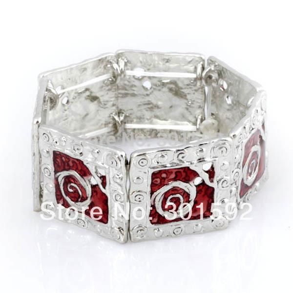 

(min.order $10)enamel alloy square bangles elastic bangle fashion jewelry wholesale s94, Black