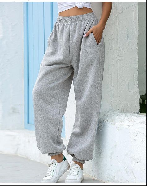 

loose casual women sports long pants fashion autumn wide leg pants high waist gray popular pant ladies oversized black pant, Black;white