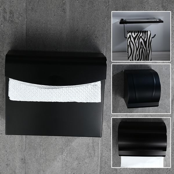 

tuqiu with phone shelf bathroom black wall mounted aluminum toilet paper holder tissue boxes