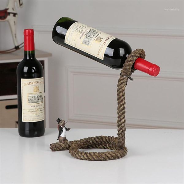 

creative craft chain wine rack magic 3d suspended alcohol bottle holder white rope wine bottle holder practical home kitchen bar1