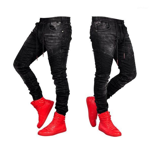 

men's jeans men blue and black slim pants denim trousers pencil pure color for the locomotive1