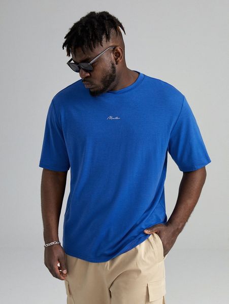 

extended sizes men letter graphic drop shoulder tee s96y#, White;black
