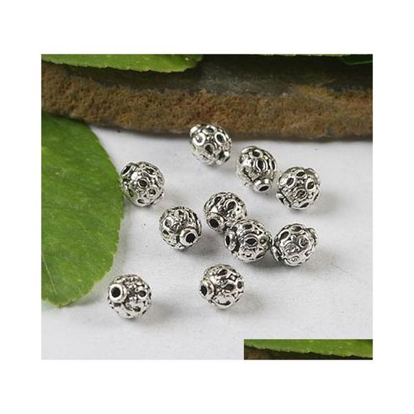 

80pcs tibetan silver round spacer beads h0536 zppmj, Bronze;silver