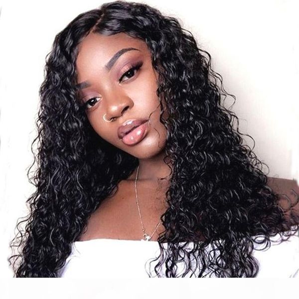

peruvian curly lace front wig hd swiss lace pre plucked virgin glueless deep curly full lace human hair wigs with baby hair, Black;brown