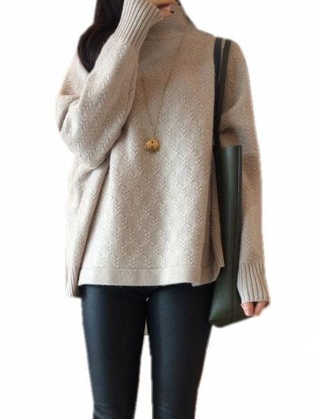 

turtleneck cashmere sweater women's thickening lazy loose pullover autumn winter new twist knitted jacket female 1, White;black