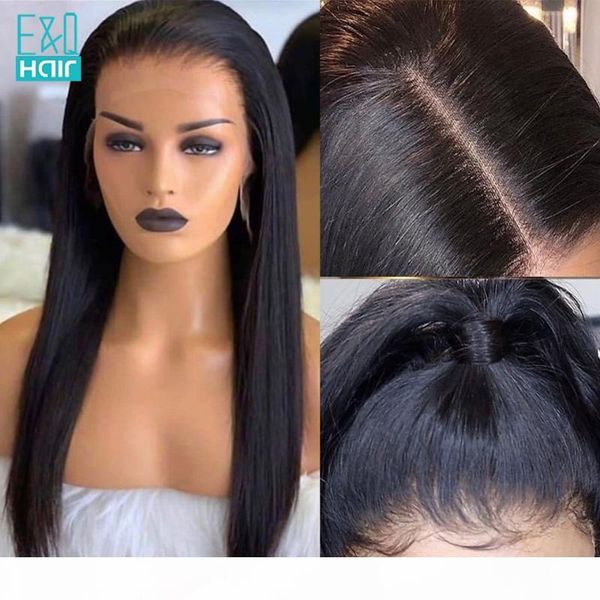 

glueless full lace human hair wigs with baby hair pre plucked brazilian remy straight human wigs for black women 130%, Black;brown