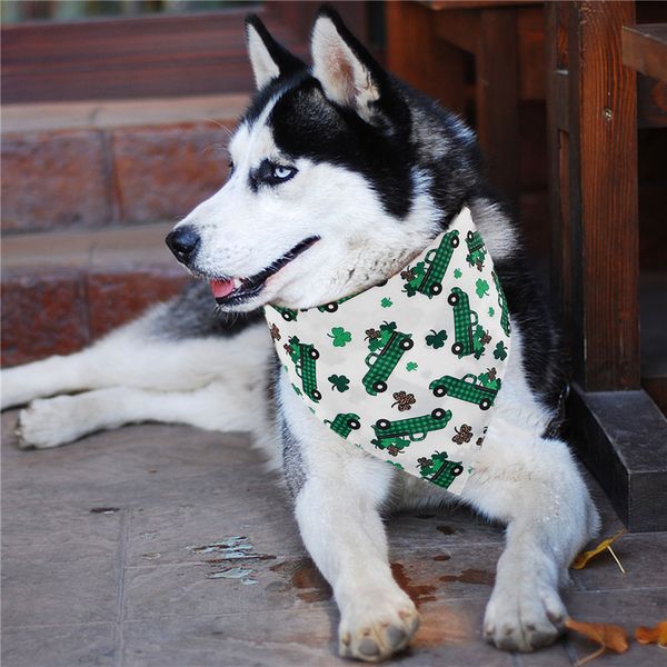 

st. patrick's day double-sided dog bandana triangle bibs pet scarf irish festival decoration pet supplies jk2101ph