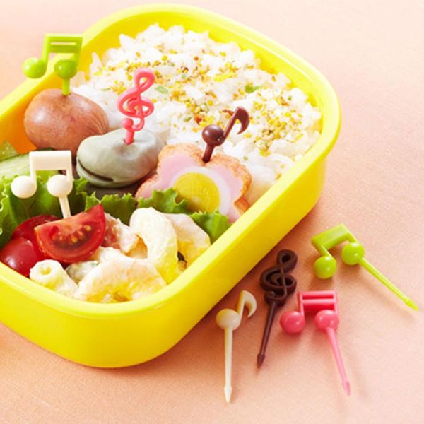 

xunzhe16pcs лот multicolor пластик musical note shape food fruit fork выбор набор для торта часть десерт вилка бенту аксессуары bbyozw