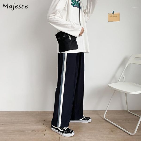 

pants men side striped elastic waist baggy 2xl chic retro fashion students all-match simple streetwear harajuku leisure teens1, Black