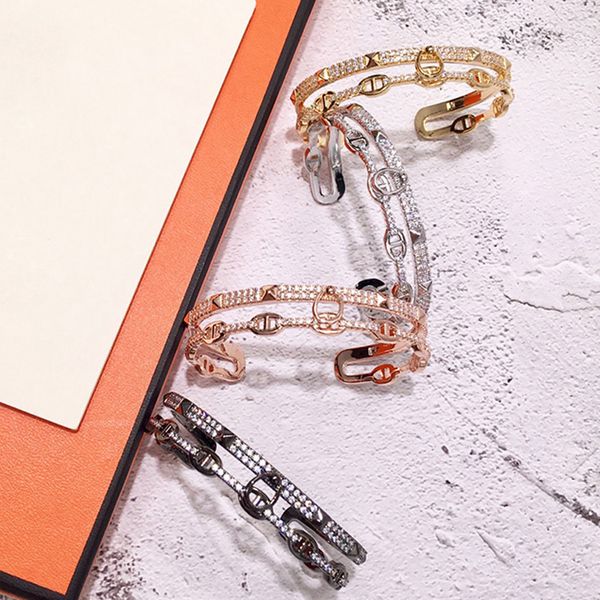 

new high quatity h bracelets designer jewelry women bracelets mens gold bracelets luxury fashion bangle bracelet with original box, Black