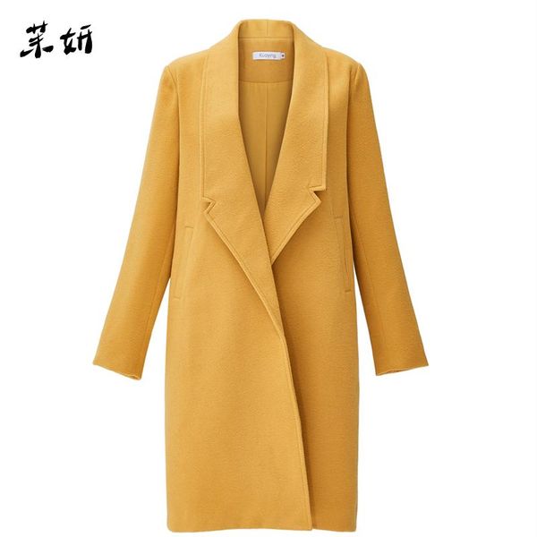 

winter women windbreaker office lady elegant fashion outwear long coat, Tan;black