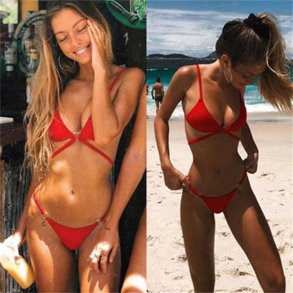 

womens summer 2pcs bikinis sets beachwear solid color bandage push-up padded bra triangle swimwear swimsuit bathing suit, Black;white