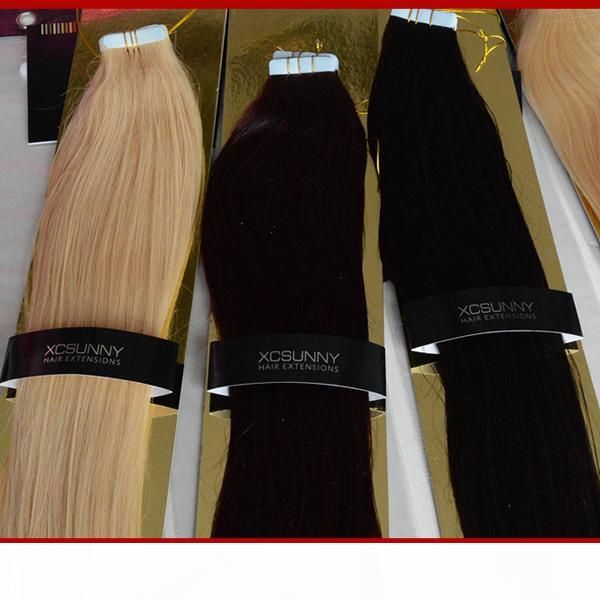 

xcsunny tape in hair extensions remy 40 pieces skin weft hair extensions 18"-24" #1b 100g pack peruvian remy tape in hair extensio, Black