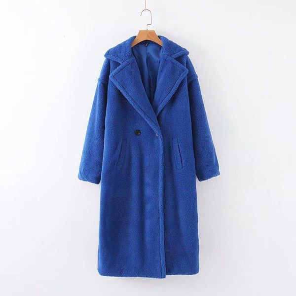 

fashion design women's windbreaker winter lapel wool coat buttoned windbreaker coat loose plus coat women's designer, Black