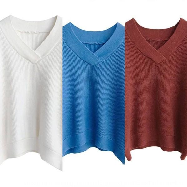 

one-year refundable 2020 new autumn knitted sweater lantern sweaterwomen's lantern sleeve loose v-neck sweater for women ef7nx, White;black