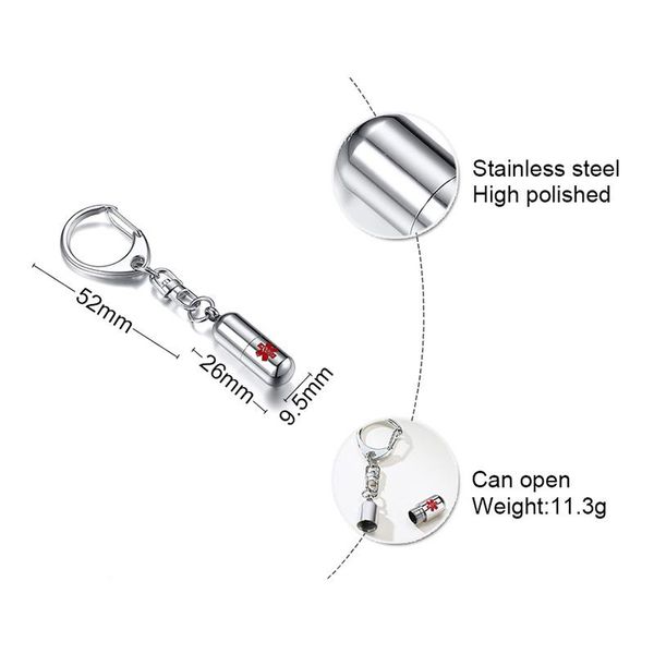 

vnox пользовательские гравированные имена лекарств несут свою ежедневную медицину в этой капсульной медицине таблетки ключевых цепей нержаве, Golden;silver