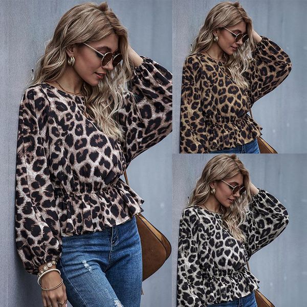 

women's blouses & shirts european and american autumn fashion trends look great leopard print high-quality elegant pullover, White