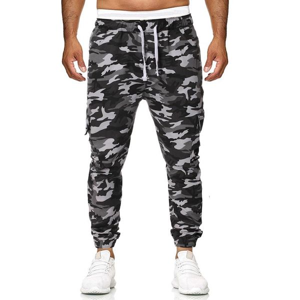 

men's pants foreign trade style camouflage casual loose belt tie rope overalls corset, Black