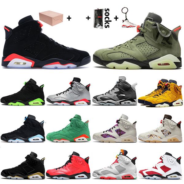 

jumpman 6 6s with box travis black infrared basketball shoes hare dmp tech chrome gatorade mens trainers sneakers big size 13