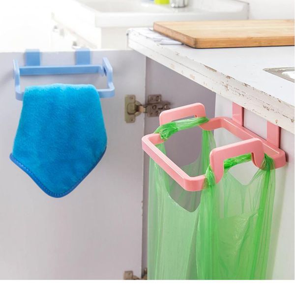 

kitchen plastic garbage bag rack holder cupboard door back hanging trash rubbish bag storage shelf tools drop jlluhu