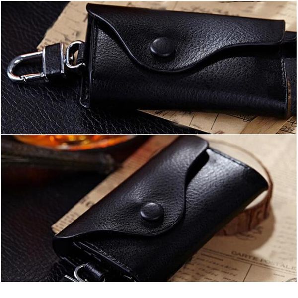 

new retro multifunction high-grade genuine leather key card holder men key wallets zipper creative double zipper bag jllntp, Red;blue