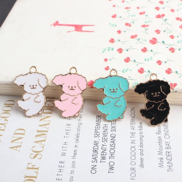 

100pcs/lot very cute enamel dog charms pendant for diy craft jewerly making bracelet necklace findings, Bronze;silver