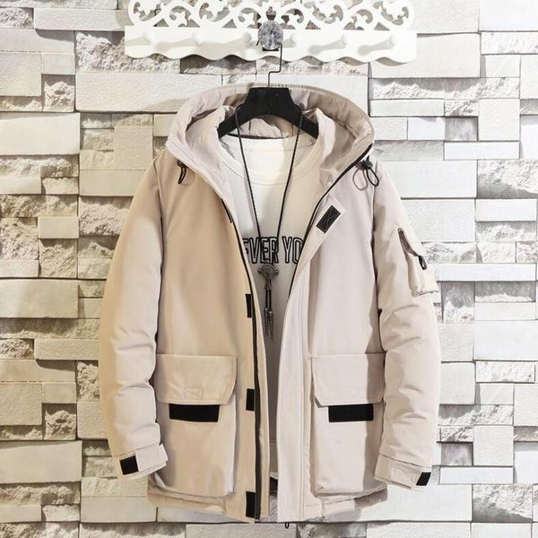 

2020 winter jacket men plus size 4xl thick warm hooded parka casual men cotton coat tooling outerwear mens clothes1, Black