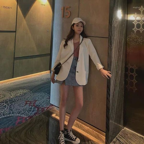 

2021 new autumn women fashion office wear blazers coats female long sleeve pockets suits ladies outerwear chic jackets q751, White;black