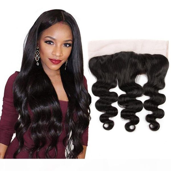 

brazilian human hair 13x4 lace frontal body wave virgin hair 13 by 4 lace closure pre plucked with baby hair natural color, Black;brown