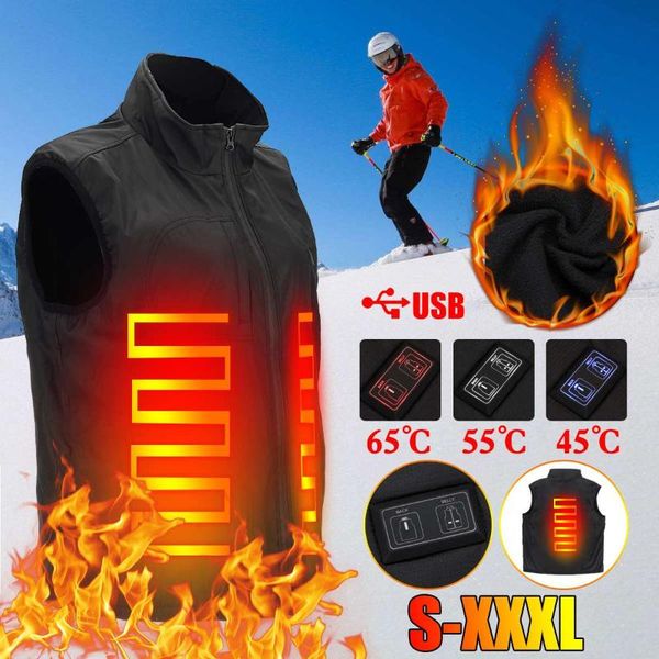 

slim type men outdoor heating down sleeveless vest jacket usb intelligent lightweight warm heated jacket vest winter body warmer, Gray;blue