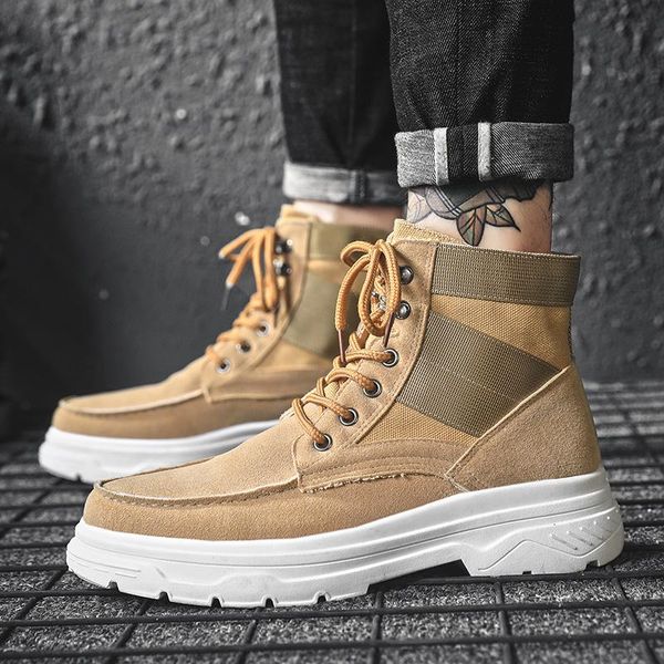 

boots autumn winter men shoes cusaul botas de hombre high warm comfortable footwear fashion, Black