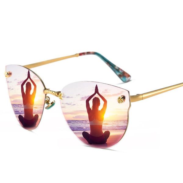 

sunglasses women's rimless sun glasses 2021 fashion female eyewear polarized oculos uv goggles lents de sol mujer, White;black