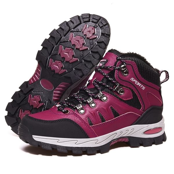 

super warm winter women sneakers non-slip female running shoes lace up ladies snow boots outdoor sports athletic plum jogging 44