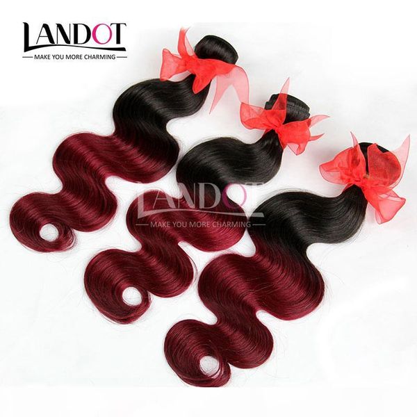 

ombre brazilian virgin hair weaves two tone 1b 99j burgundy wine red peruvian malaysian indian cambodian body wave human hair extensions, Black