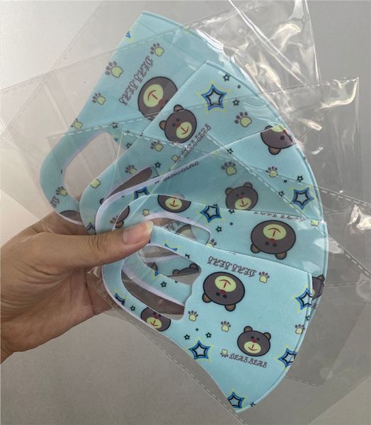 

masks fashion 50pcs kids designer face mask ice silk thin sun protection section dust-proof smog animal cartoon facemask