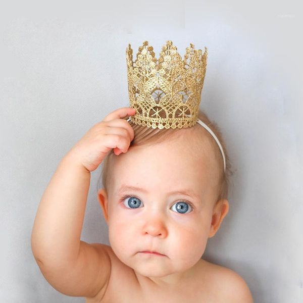 

hair accessories born baby girl crown headband lace soft elastic tiara turban bands princess fashion style kids birthday accessories1, Slivery;white