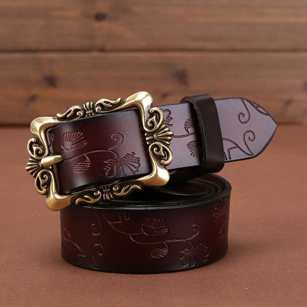

new with embossing and versatile leather wide women's korean leisure belt, Black;green