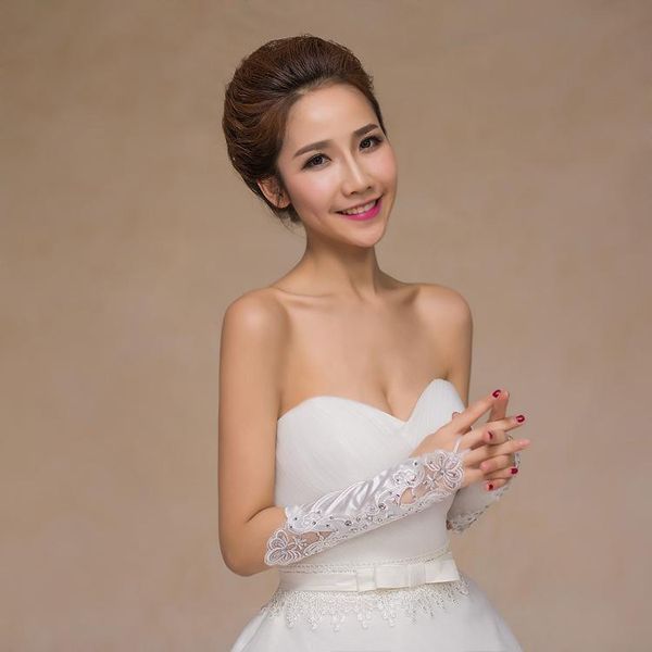 

2018 bridal gloves applqiue with rhinestone fingerless gloves wedding gloves autumn h sqcgaf, White