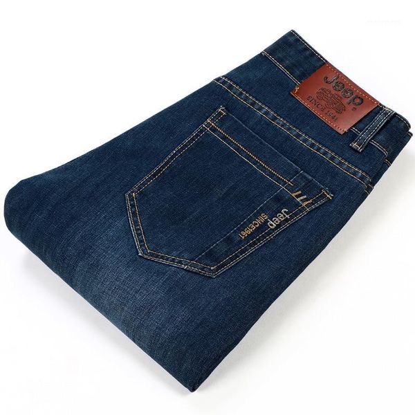 

2019 new style four seasons men's jeans slim fit straight-leg pants business men's wear brand men long pants fashion1, Blue