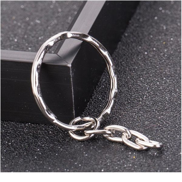 

20pcs/bag metal 25mm silver color key ring split ring with chain rings women men keyfob diy key chains acc qylthr